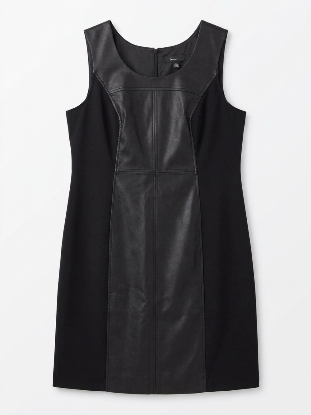 Lane Bryant Black Faux Leather-Panel Sheath Dress
